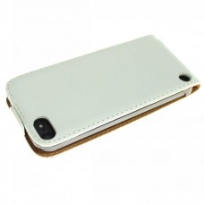 iPod Touch 5 - Genuine Leather Up Down Flip Protective Phone Cover Case - White